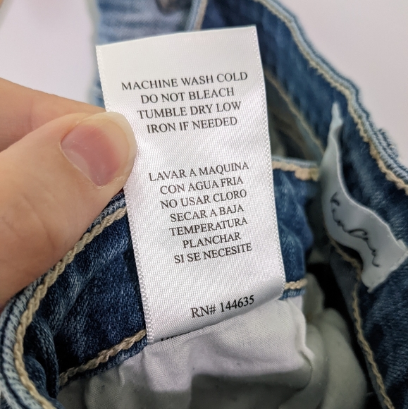 KANCAN Cassandra Skinny Mid Rise Medium Wash Faded Raw Hem Jeans Size 25 - Picture 13 of 13